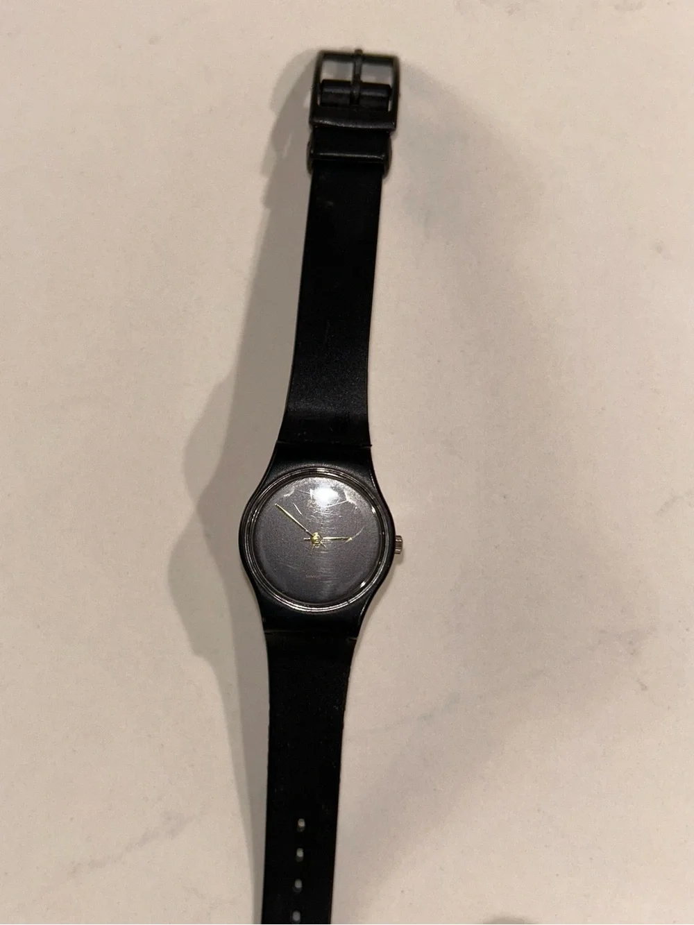 Vintage Swatch Black Magic Watch - For Parts/Repair with Black Swatch Guard